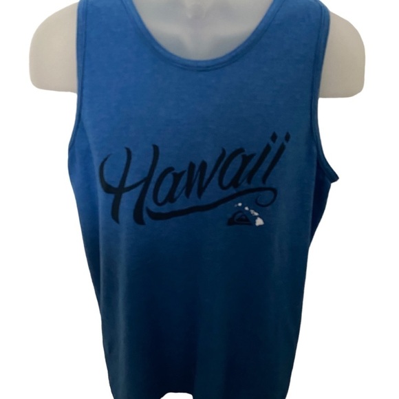 QUIKSILVER Hawaii Blue Tank Top Hawaiian Islands Shirt Men M Medium - Picture 1 of 6
